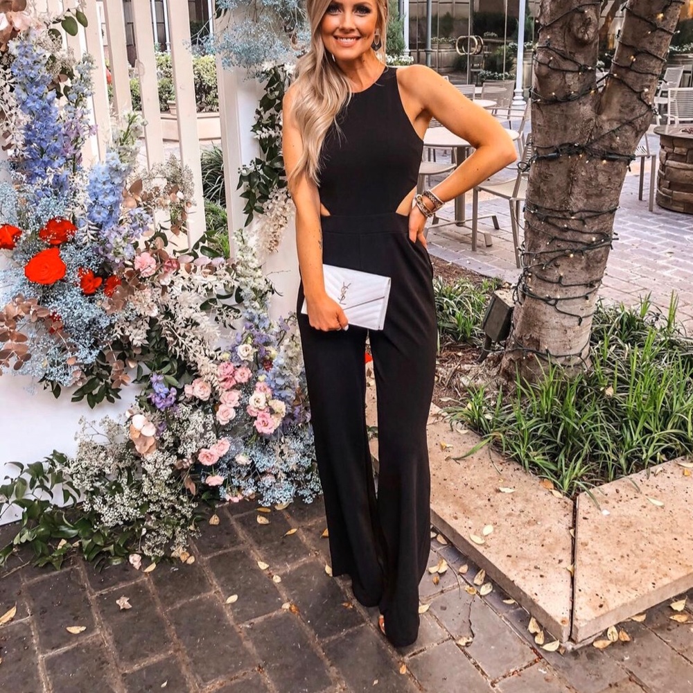 Express Cutout Halter Neck Wideleg Jumpsuit